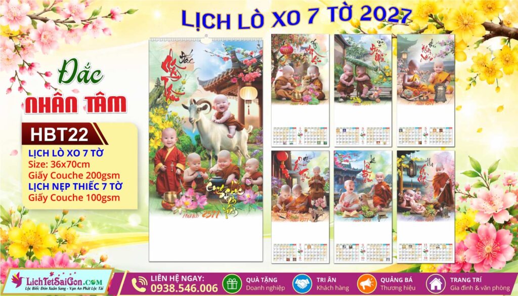 Lịch Lò Xo 7 Tờ | Mã Số: HBT22 - Đắc Nhân Tâm